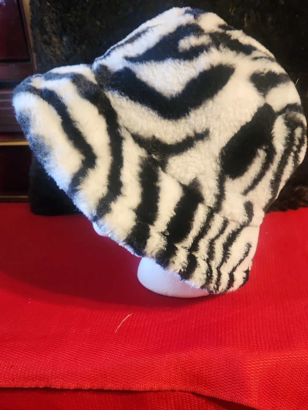 Faux Fur Black and White Zebra Bucket Hat - Women's Accessories